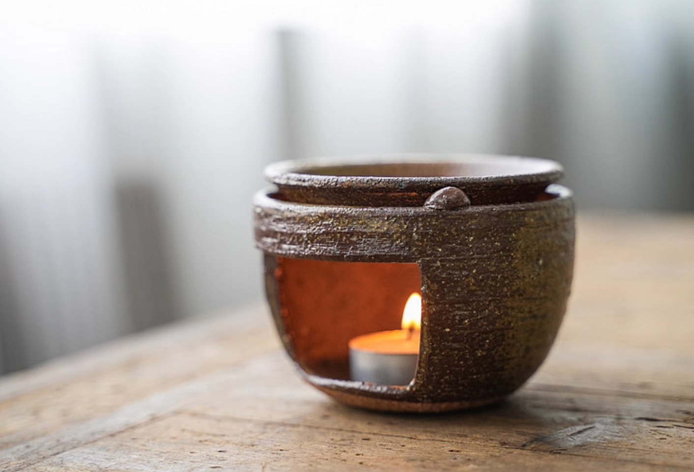Japanese Bizen Ware Rustic Pottery oil burner