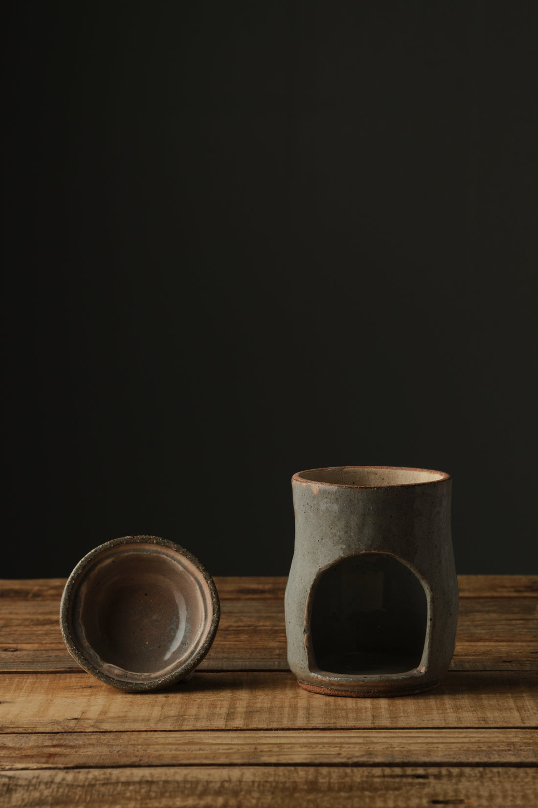 Bruciatore di Oli Essenziali Artigianale in Ceramica Shigaraki Giapponese