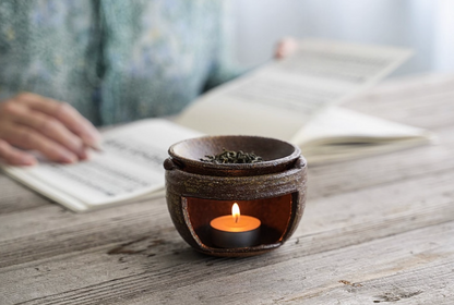 Japanese Bizen Ware Rustic Pottery oil burner