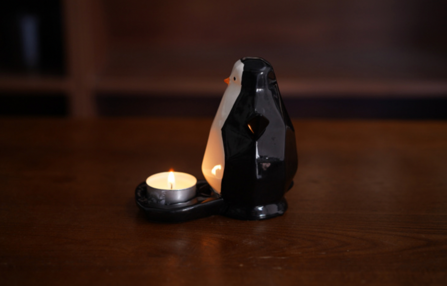 Penguin ceramics candlestick gift set