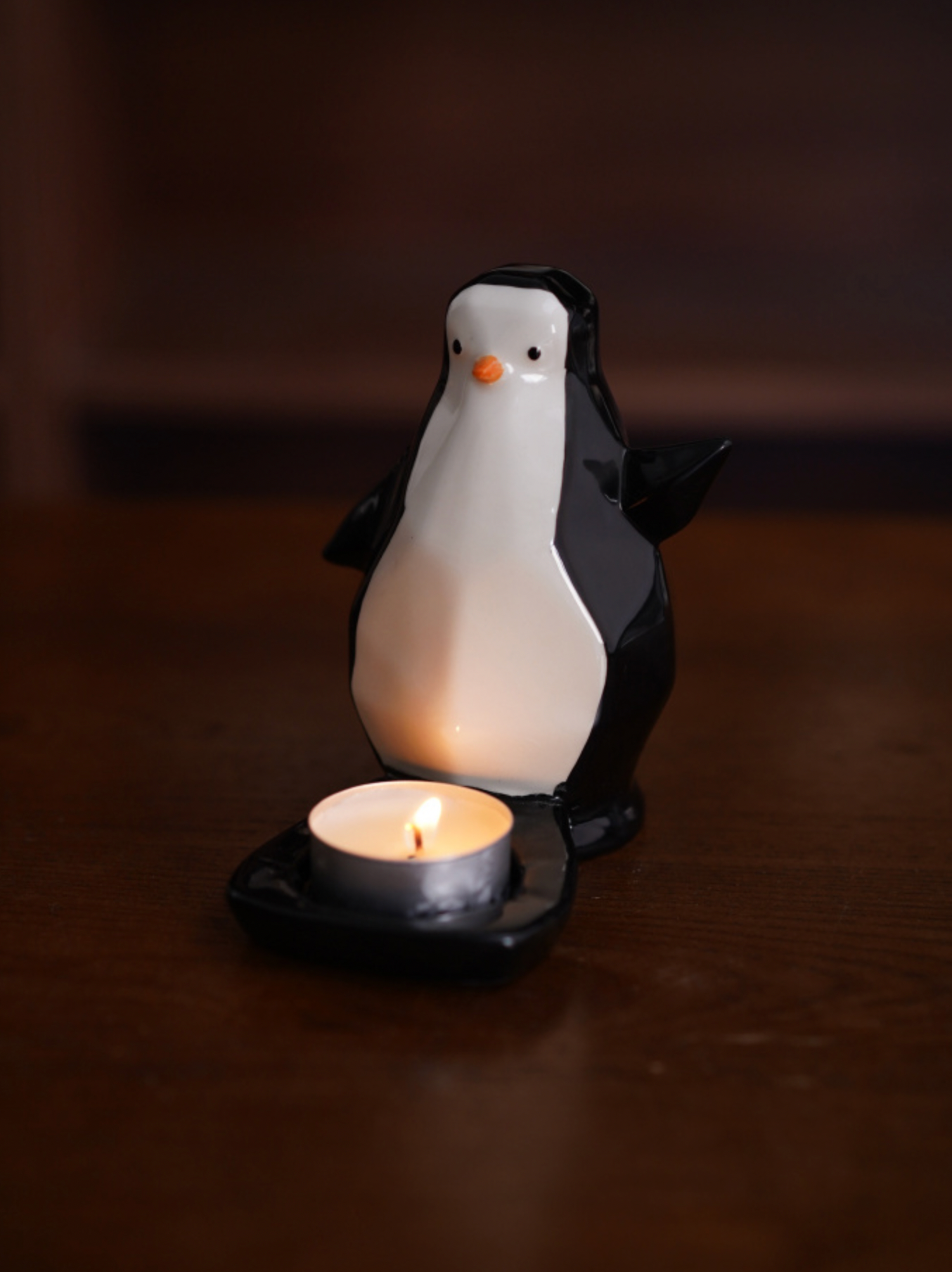 Penguin ceramics candlestick gift set